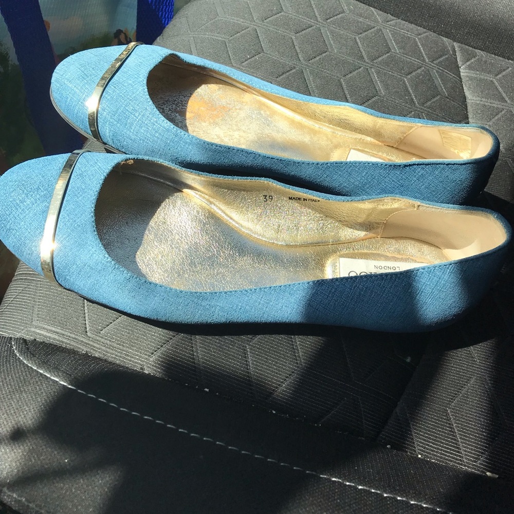 Blue denim wicker Jimmy Choo flats